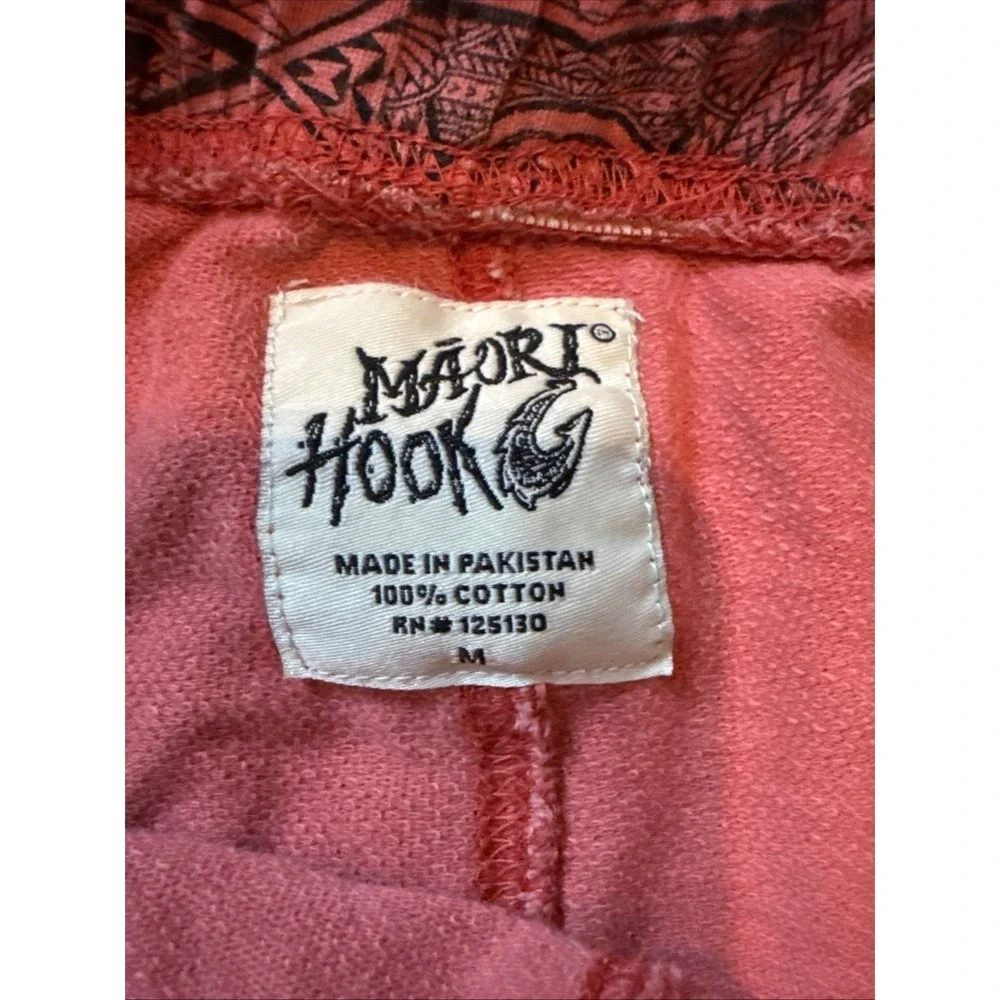 Maori Hook Men's Med Coral Leaf Beach Cozy Pull-On Sweat Shorts